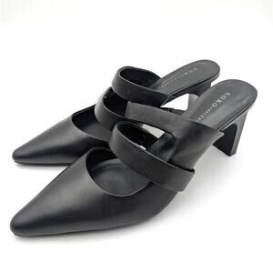 Koko + Palenki Century Pointed Toe Pumps Women's Black Leather Size US9 EU40